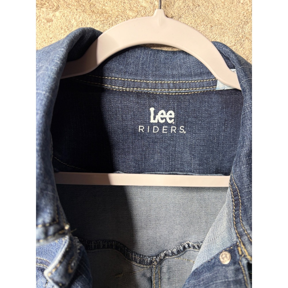 Lee Riders Womens Medium Wash Blue Denim Trucker Jacket Large ZRC8MS4 - Picture 2 of 8